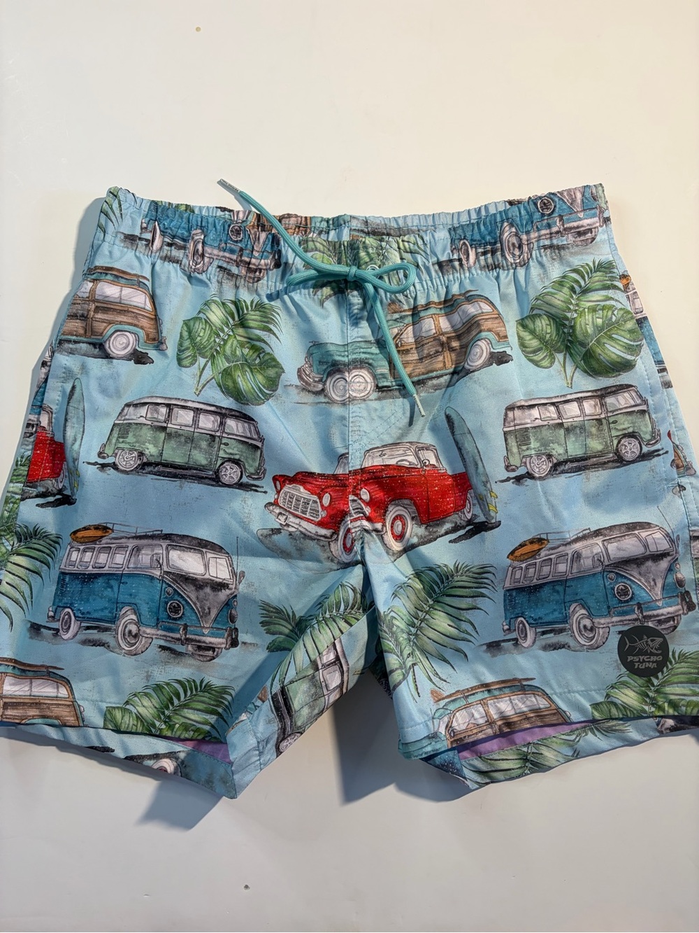 Psycho Tuna VW Bus Swim Trunks (Blue Multi) Size M